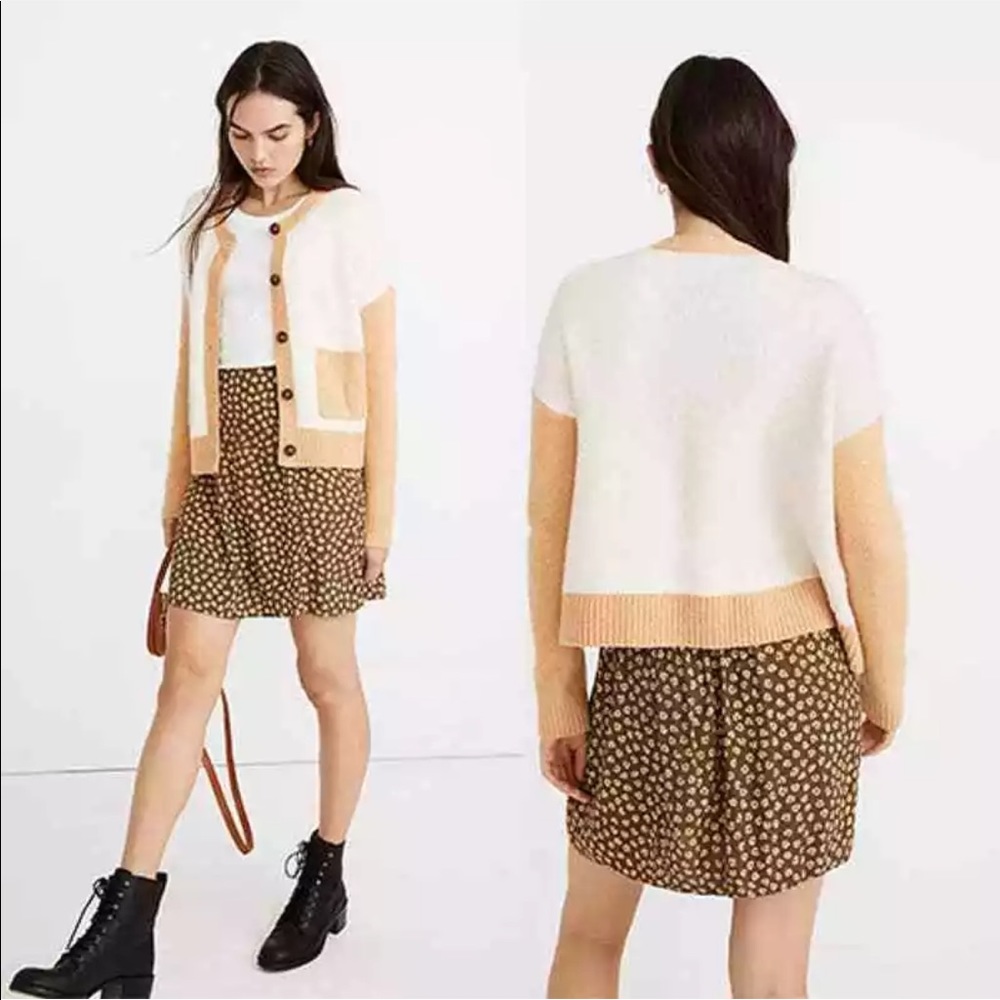 Madewell Colorblock Colburne Cardigan Sweater Textured Yarn